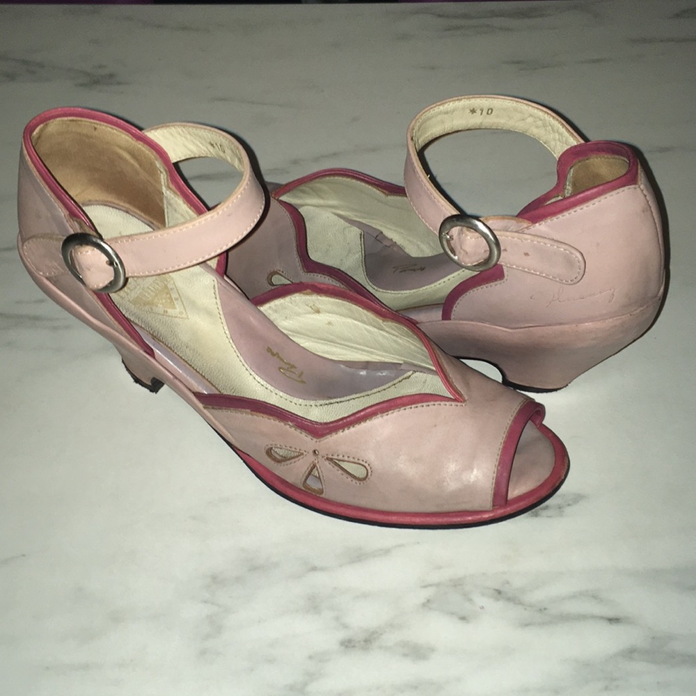 JOHN FLUEVOG Pinups Miss May Pink Wedge Sandals